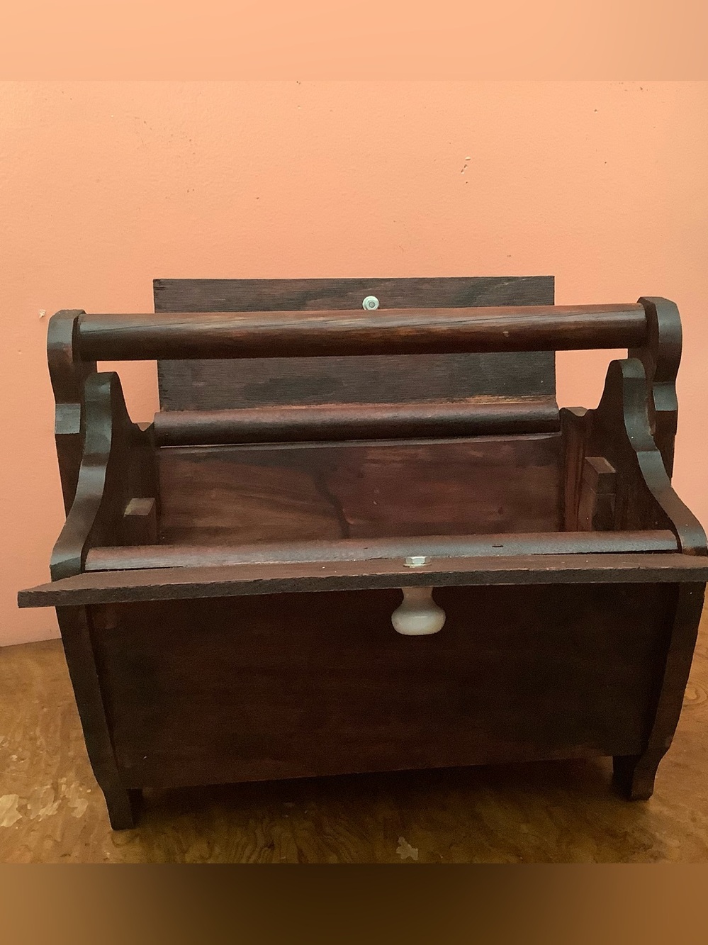 Handcrafted Dark Mahogany Sewing Box with Handle - Picture 5 of 17